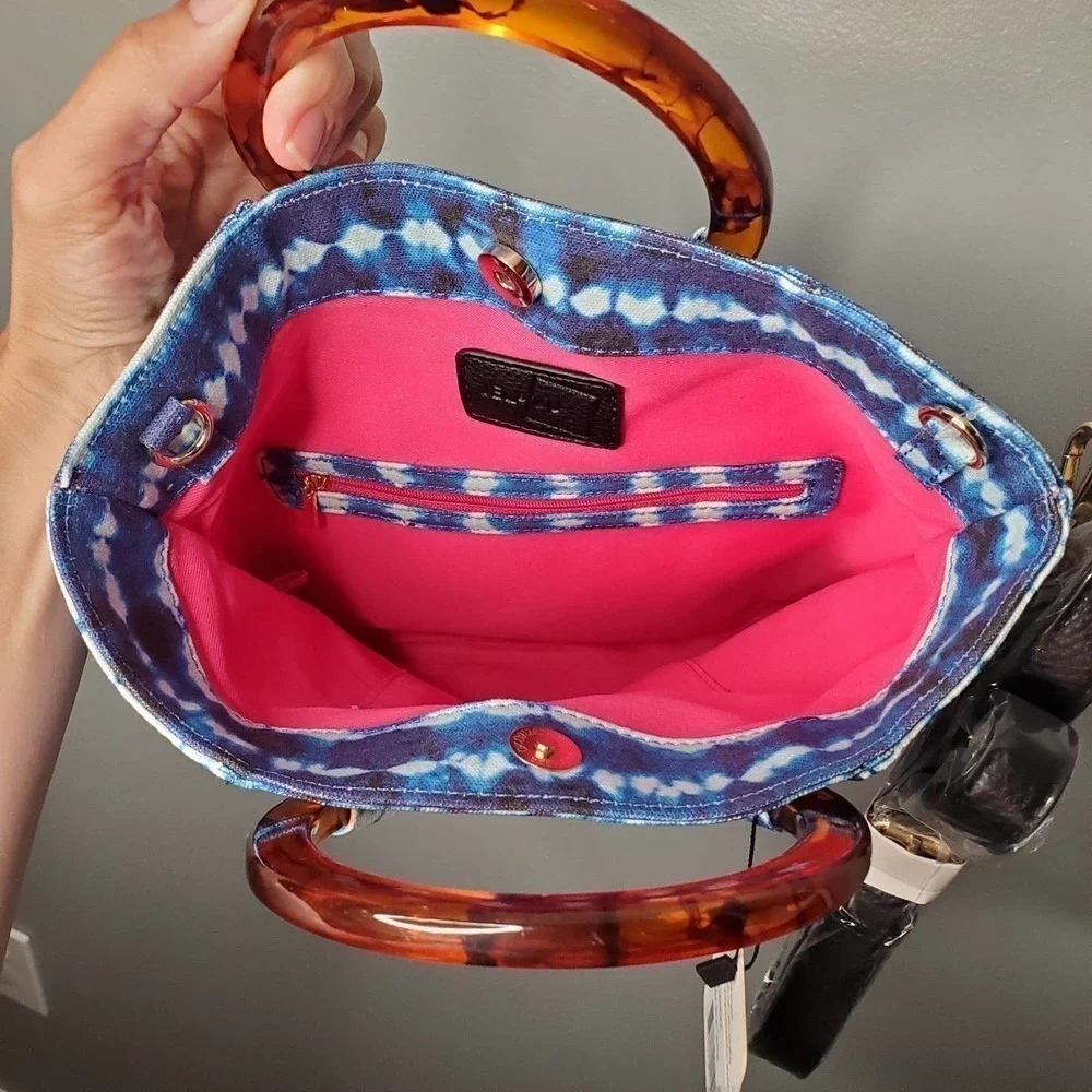 Jelavu Margot vegan tie dye handbag tortoise handle detachable crossbody strap‎ - Picture 4 of 12